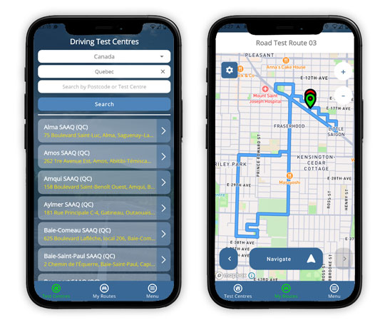 free Quebec driving test routes app download