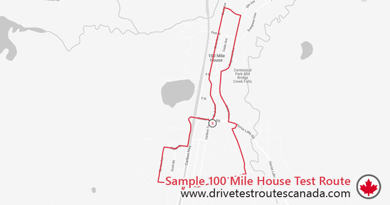 100 Mile House drive test route map