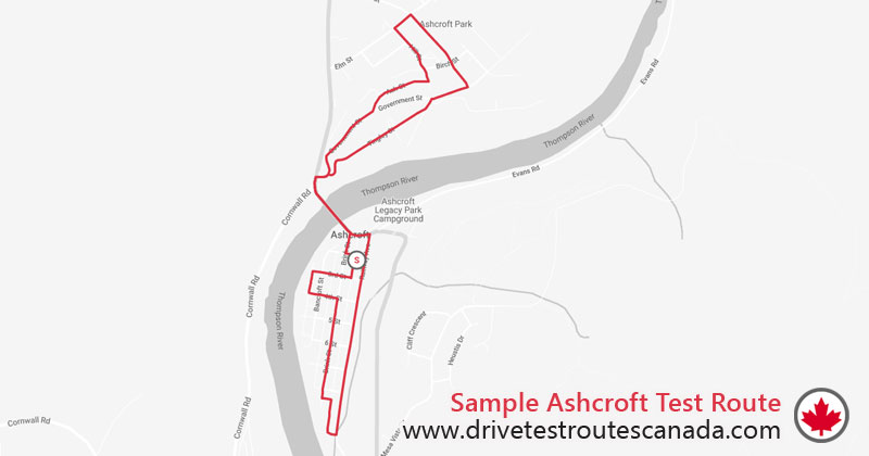 Ashcroft drive test route map