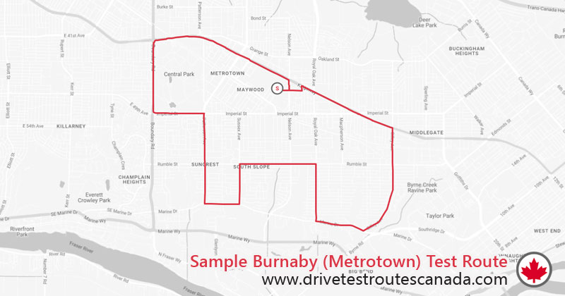Burnaby drive test route map