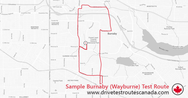 Burnaby drive test route map