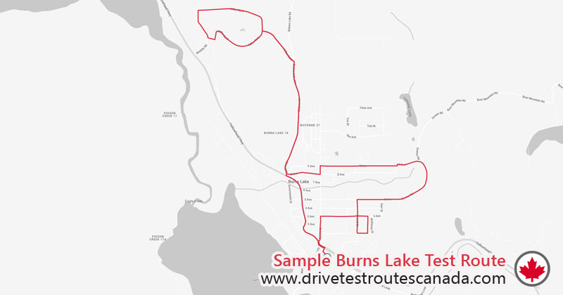 Burns Lake drive test route map