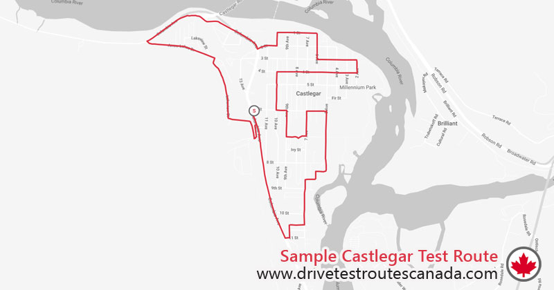 Castlegar drive test route map