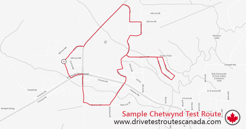 Chetwynd drive test route map