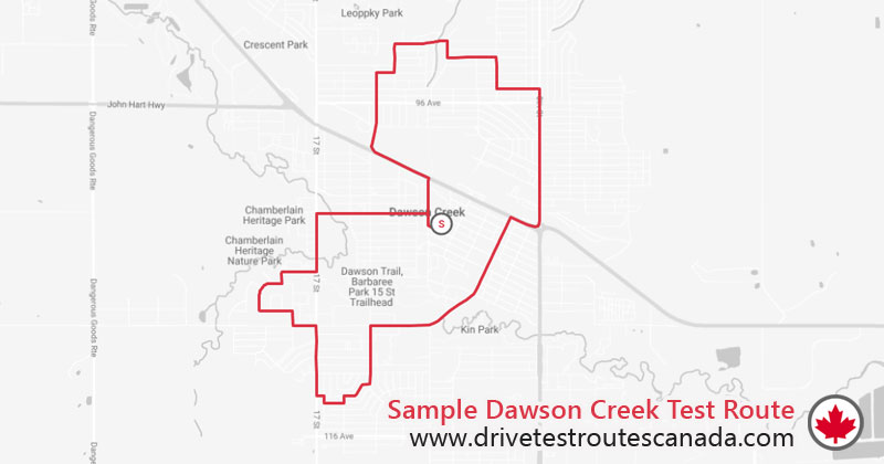 Dawson Creek drive test route map