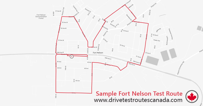 Fort Nelson drive test route map