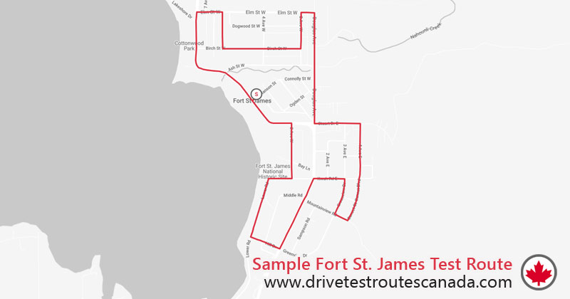 Fort St. James drive test route map