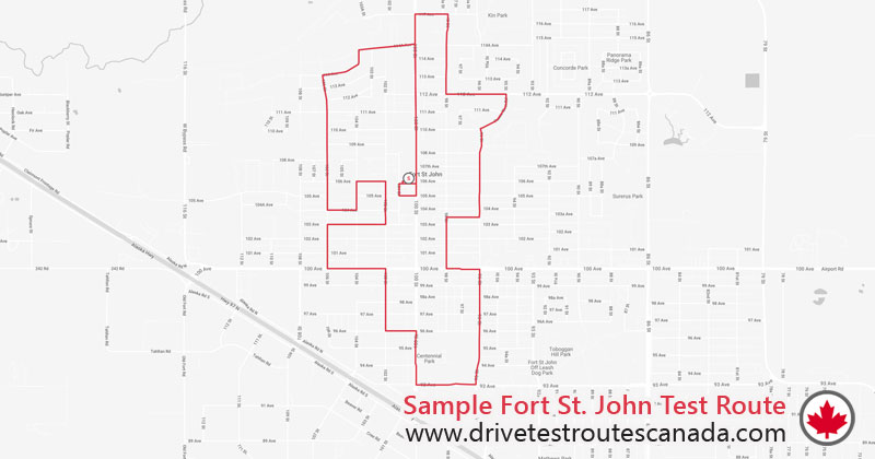 Fort St. John drive test route map