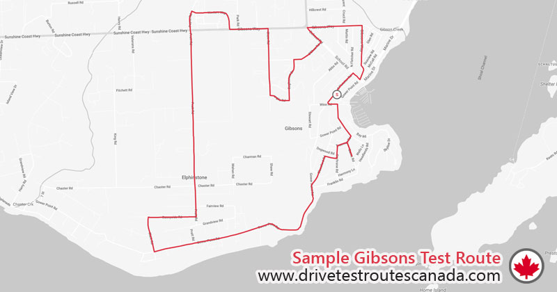 Gibsons drive test route map