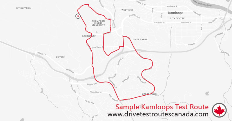 Kamloops drive test route map