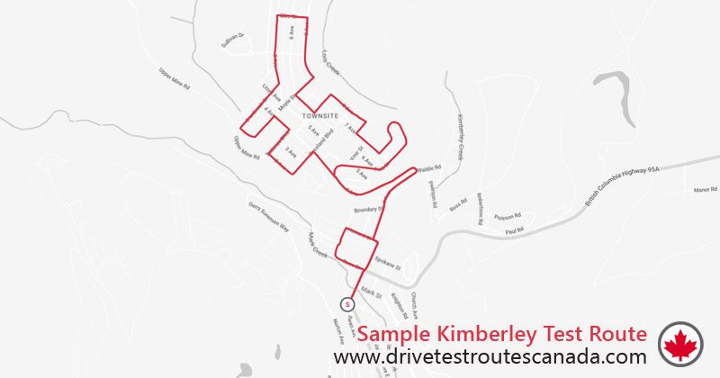 Kimberley drive test route map