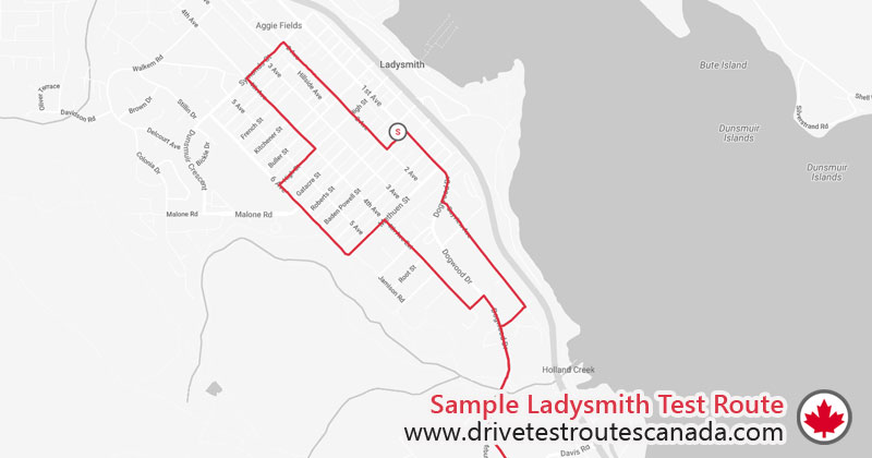 Ladysmith drive test route map