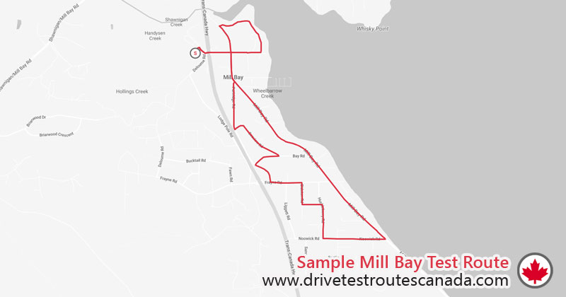 Mill Bay drive test route map