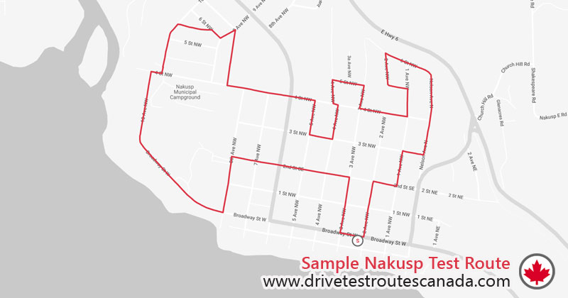 Nakusp drive test route map