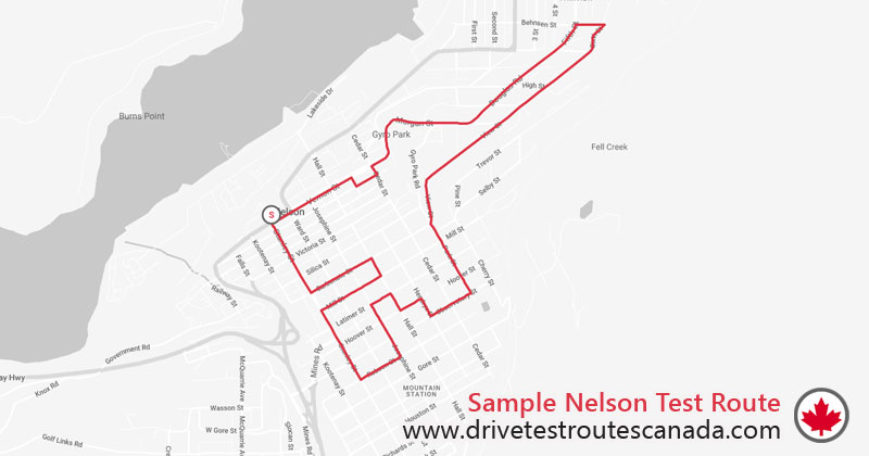 Nelson drive test route map