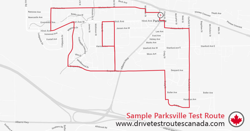 Parksville drive test route map