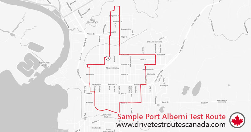 Port Alberni drive test route map