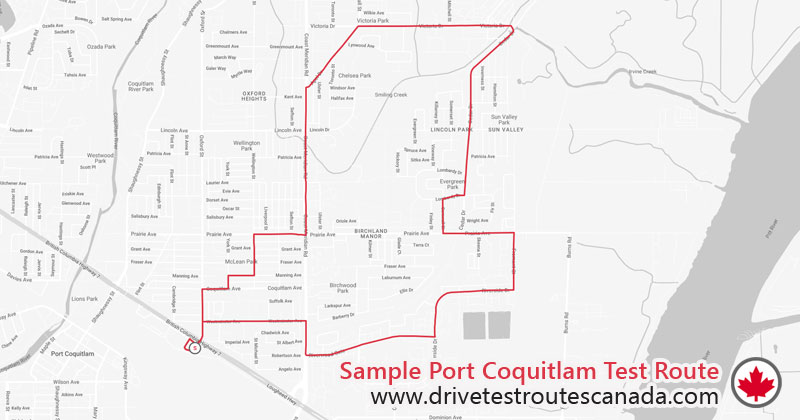 Port Coquitlam drive test route map