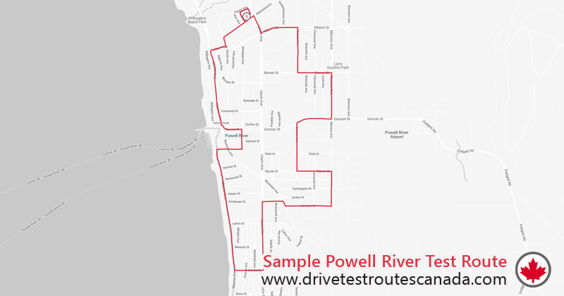 Powell River drive test route map